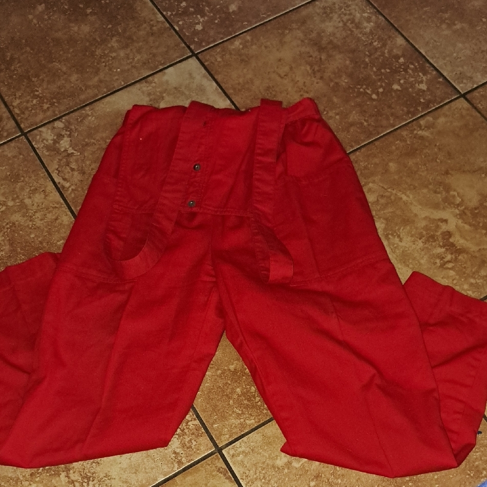 IDEAS Red Button-Up Overalls - Picture 3 of 5